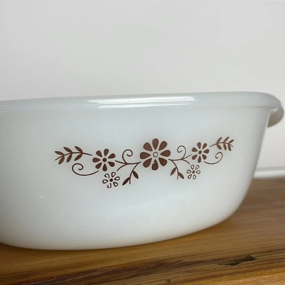 Vintage Dynaware Pyr-O-Rey Cookware Casserole Dish Daisy Floral Opal Mexico - Picture 2 of 11
